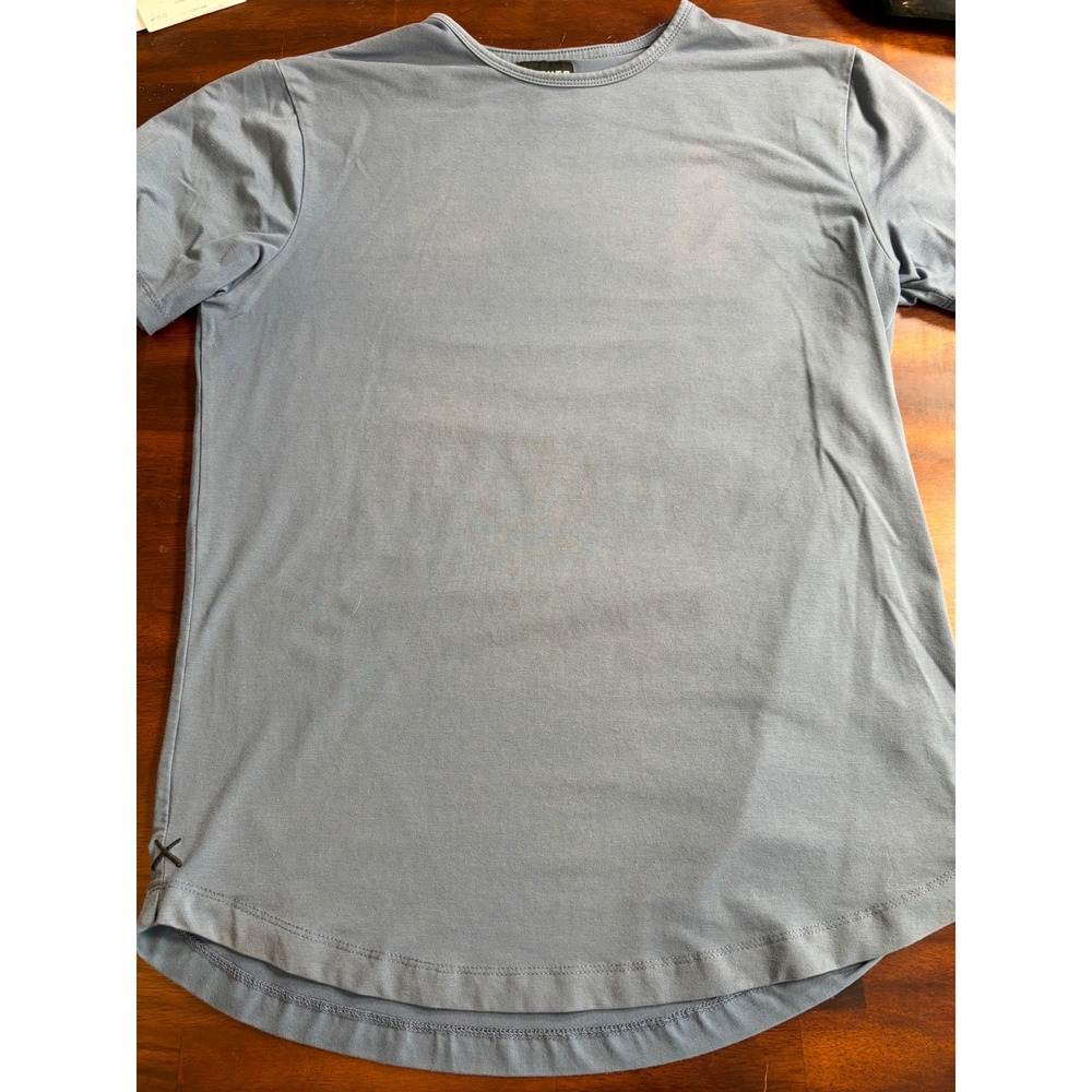 Cuts Curve-Hem Short Sleeve T-Shirt Mens Medium Slate Blue PYCA Pro Crew Neck